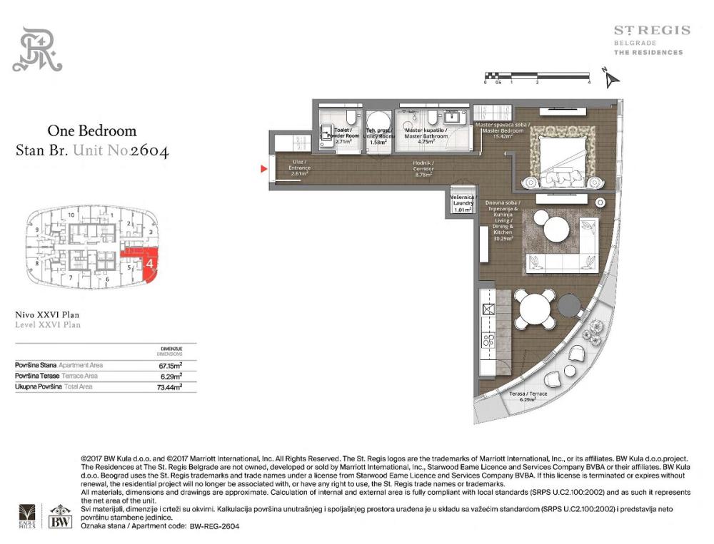 Slika 6 - Belgrade Waterfront - BW St. Regis Kula Beograd, Dvosoban stan na prodaju, 73m2, 656.888€