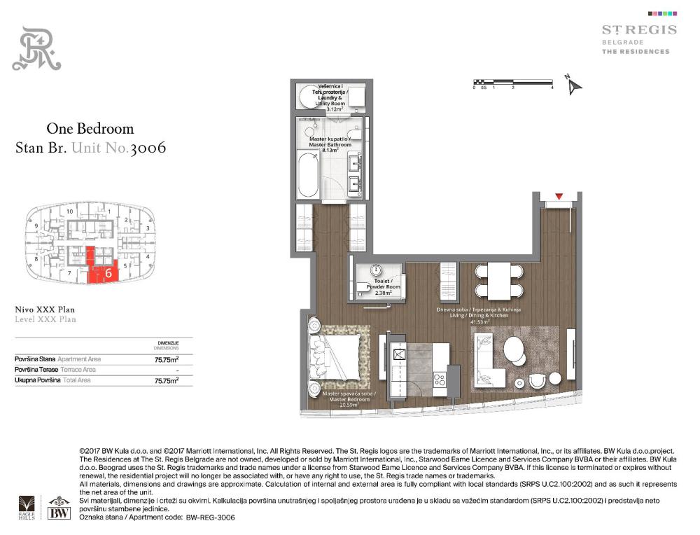 Slika 7 - Belgrade Waterfront - BW St. Regis Kula Beograd, Dvosoban stan na prodaju, 76m2, 695.888€