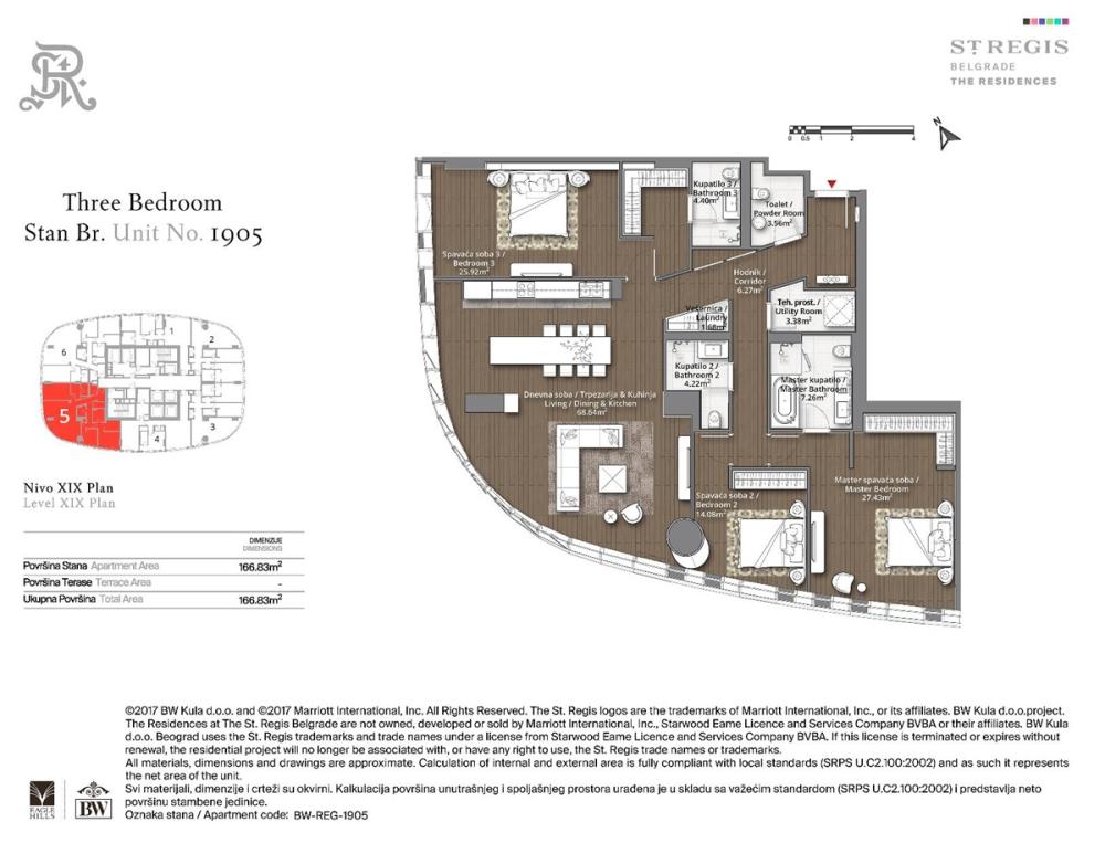 Slika 7 - Belgrade Waterfront - BW St. Regis Kula Beograd, Četvorosoban stan na prodaju, 167m2, 1.628.888€