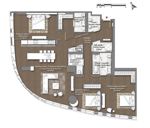 Slika 9 - Belgrade Waterfront - BW St. Regis Kula Beograd, Četvorosoban stan na prodaju, 167m2, 1.628.888€