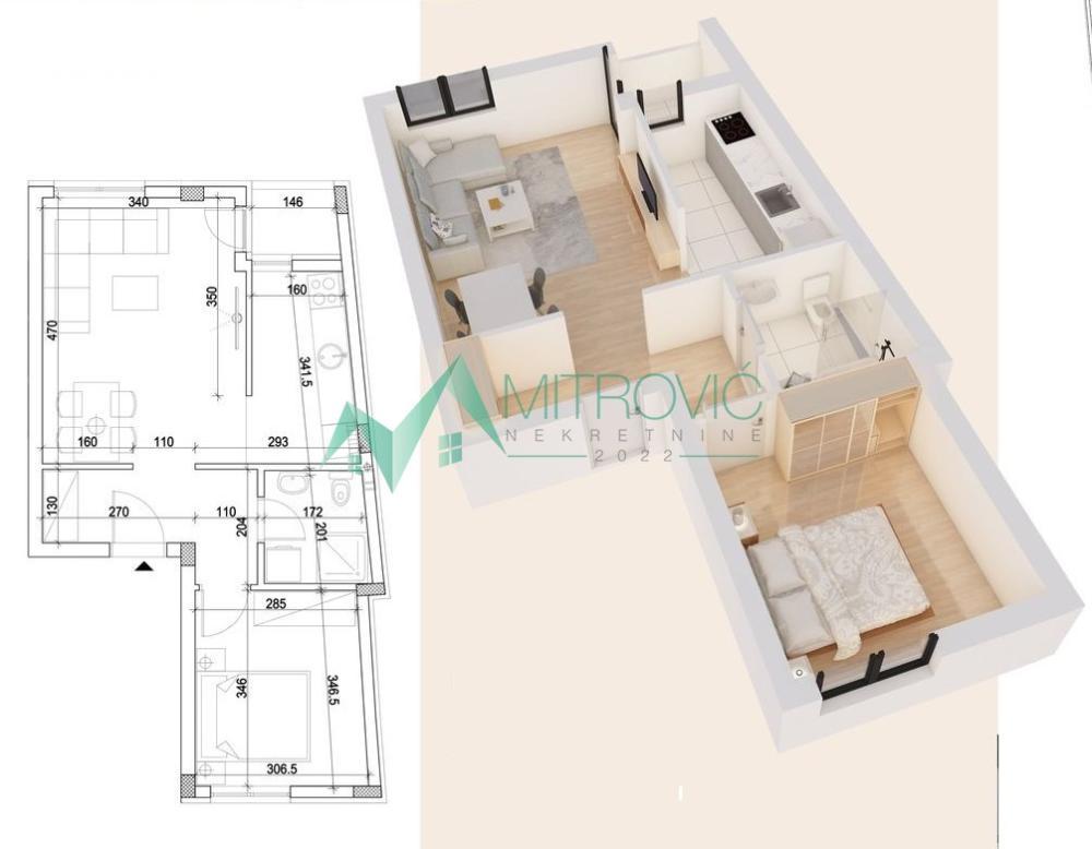 Glavna slika -Jednoiposoban stan na prodaju, 43m2, 154.690€