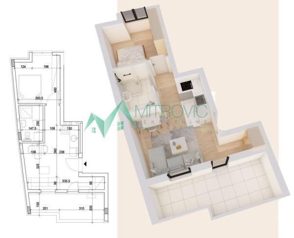 Glavna slika -Jednoiposoban stan na prodaju, 39m2, 141.640€