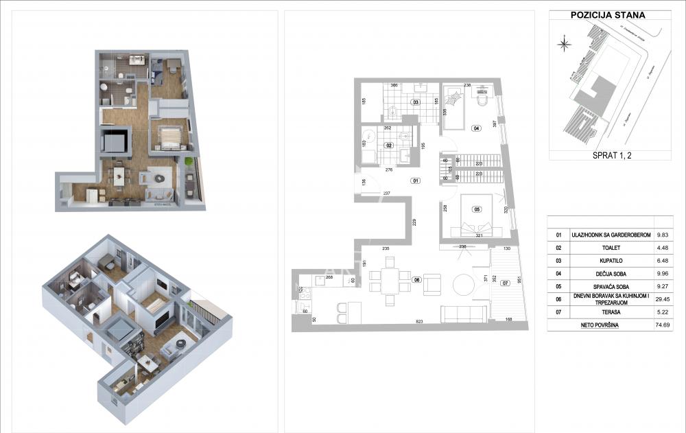 Slika 1 - 21. divizije, Trosoban stan na prodaju, 75m2, 250.585€