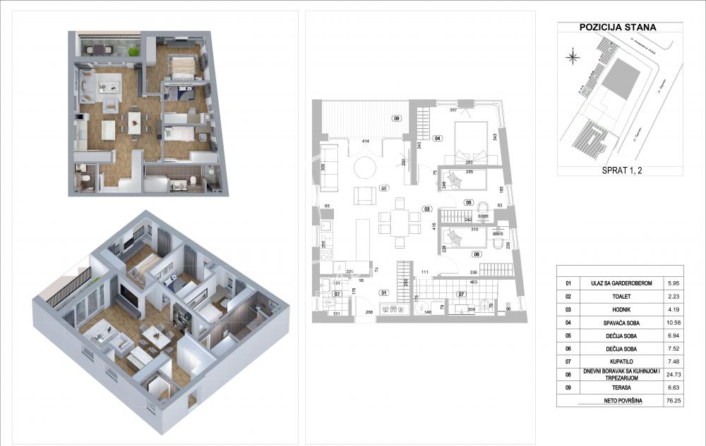 Slika 1 - 21. divizije, Troiposoban stan na prodaju, 76m2, 255.819€