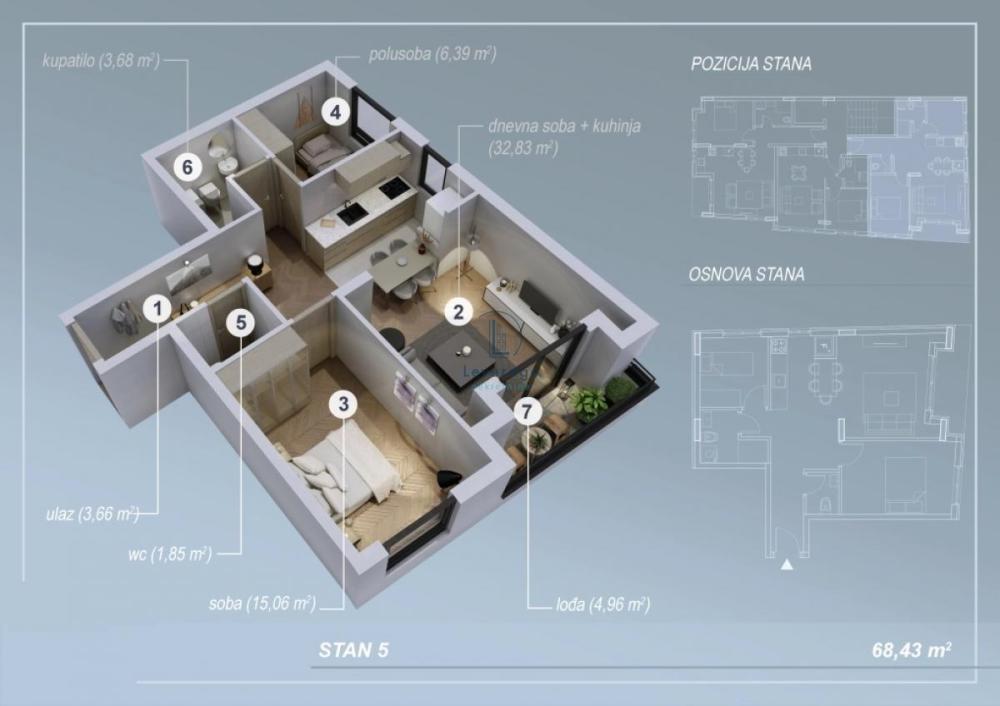 Slika 2 - Trosoban stan na prodaju, 68m2, 205.290€