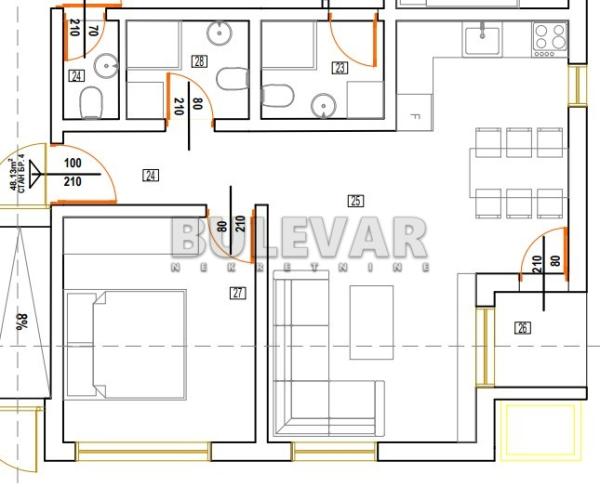Slika 3 - Nikole Rašića Koleta, Jednoiposoban stan na prodaju, 46m2, 74.608€