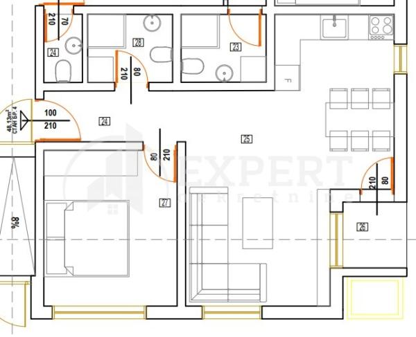 Slika 3 - Nikole Rašića Koleta, Jednoiposoban stan na prodaju, 46m2, 74.608€