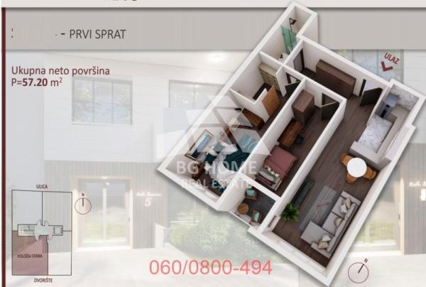 Glavna slika -Rade Končara, Dvoiposoban stan na prodaju, 57m2, 205.920€