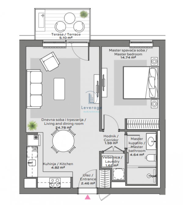Slika 2 - Jednoiposoban stan na prodaju, 59m2, 256.925€
