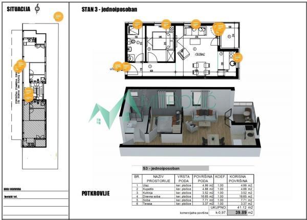 Glavna slika -Dvosoban stan na prodaju, 40m2, 76.010€