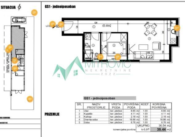 Glavna slika -Jednoiposoban stan na prodaju, 36m2, 59.229€