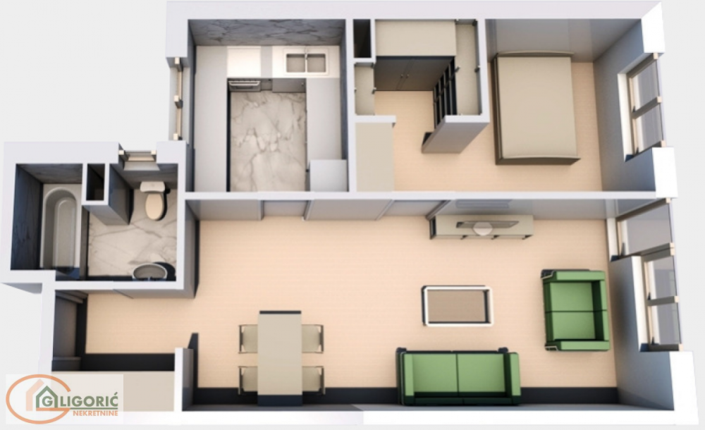 Glavna slika -Živka Davidovića, Dvosoban stan na prodaju, 52m2, 172.000€