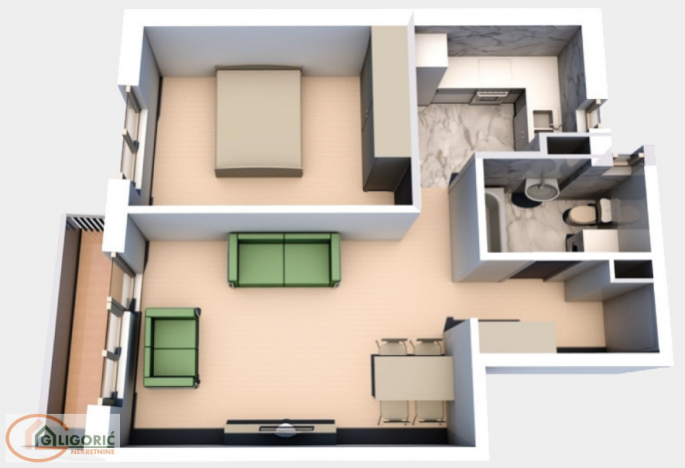 Glavna slika -Živka Davidovića, Dvosoban stan na prodaju, 51m2, 168.000€