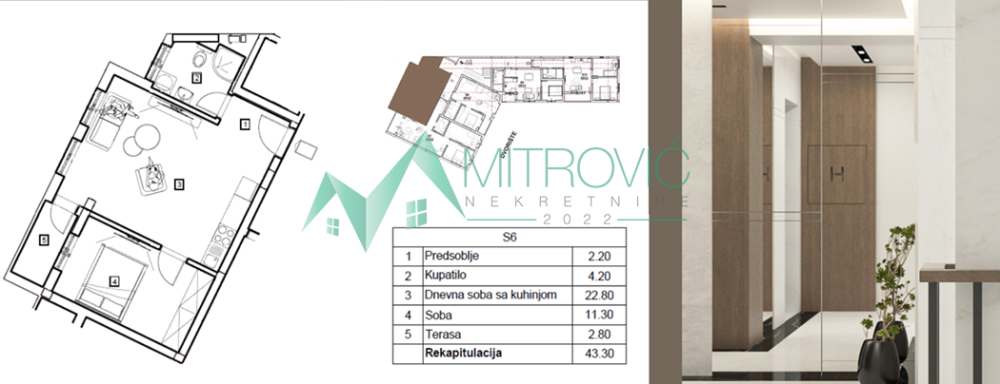 Glavna slika -Jednoiposoban stan na prodaju, 43m2, 116.910€