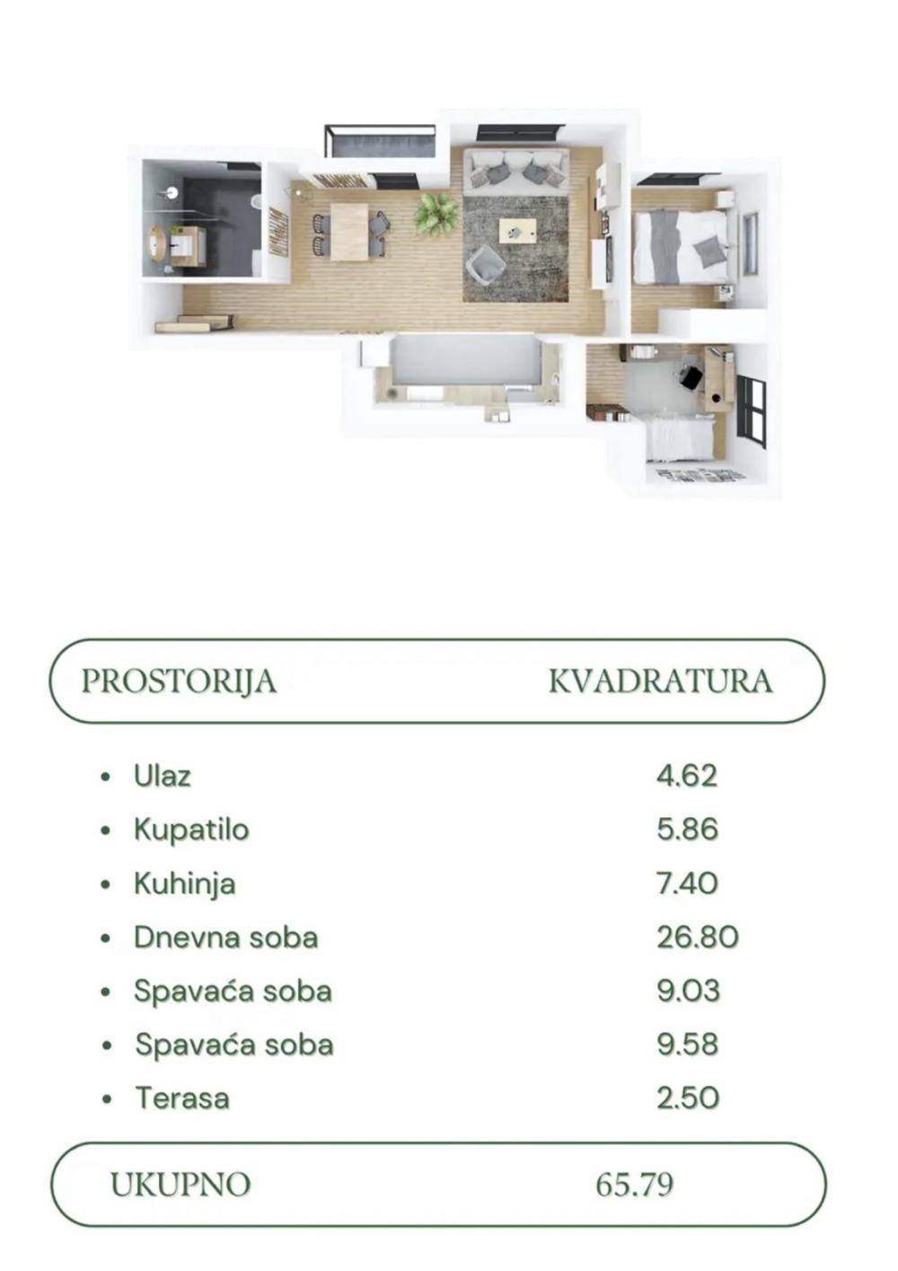 Slika 2 - Trosoban stan na prodaju, 65m2, 208.000€