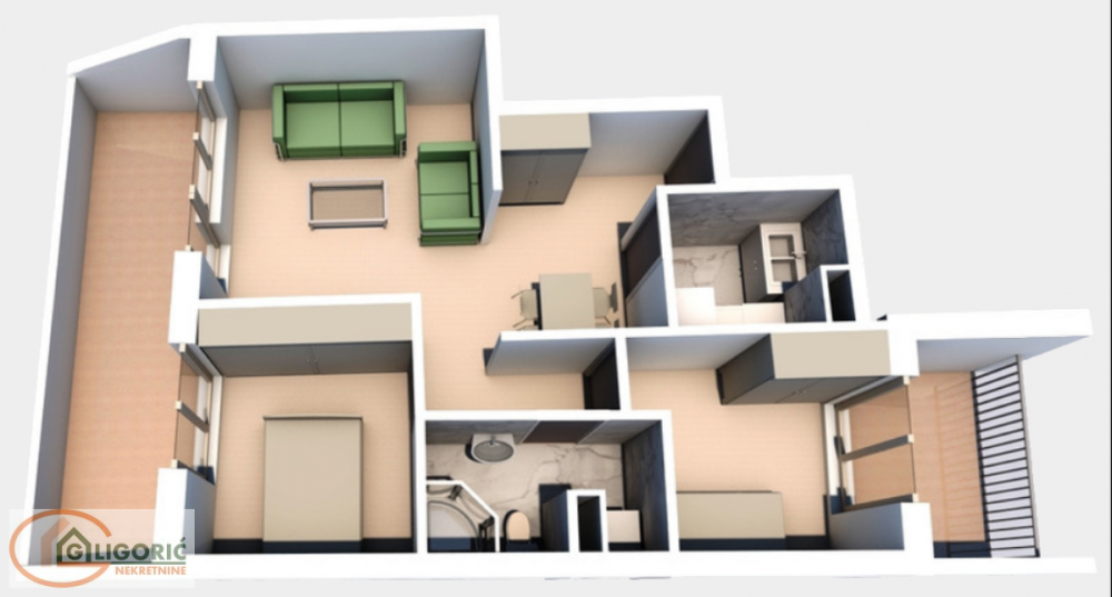 Glavna slika -Živka Davidovića, Dvoiposoban stan na prodaju, 66m2, 218.000€