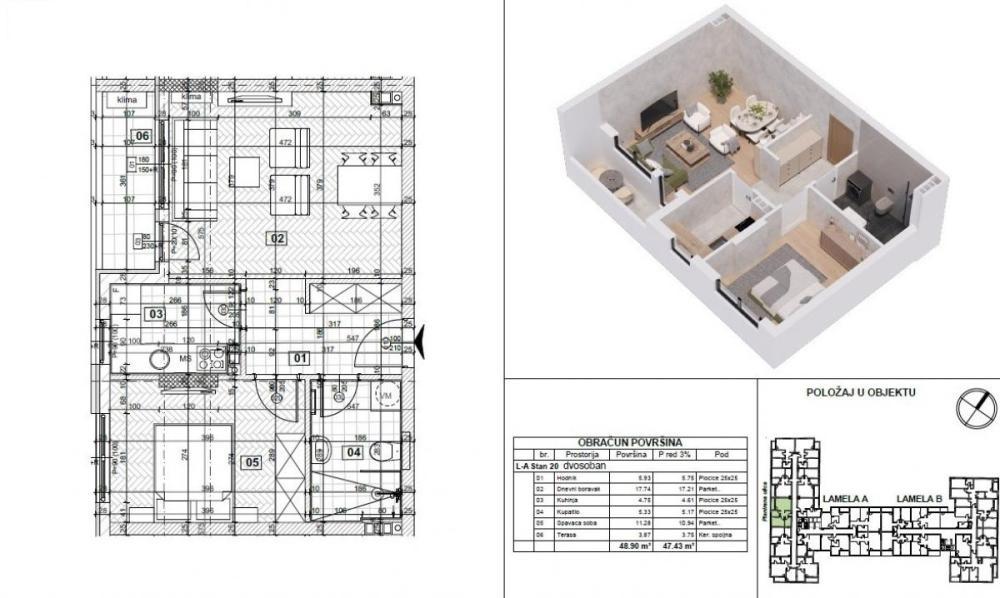 Glavna slika -Dvosoban stan na prodaju, 47m2, 126.900€