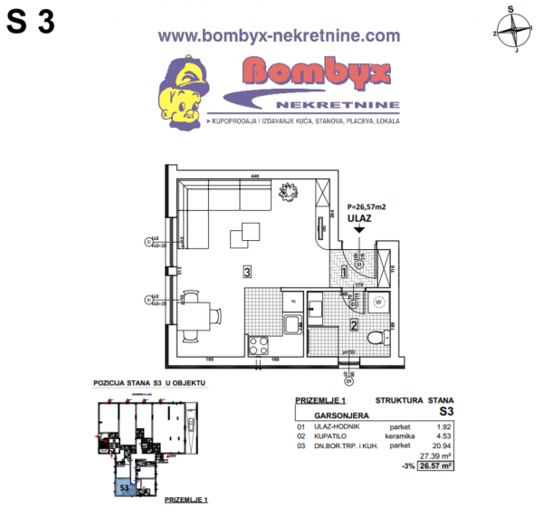 Glavna slika -Jednosoban stan na prodaju, 27m2, 75.600€