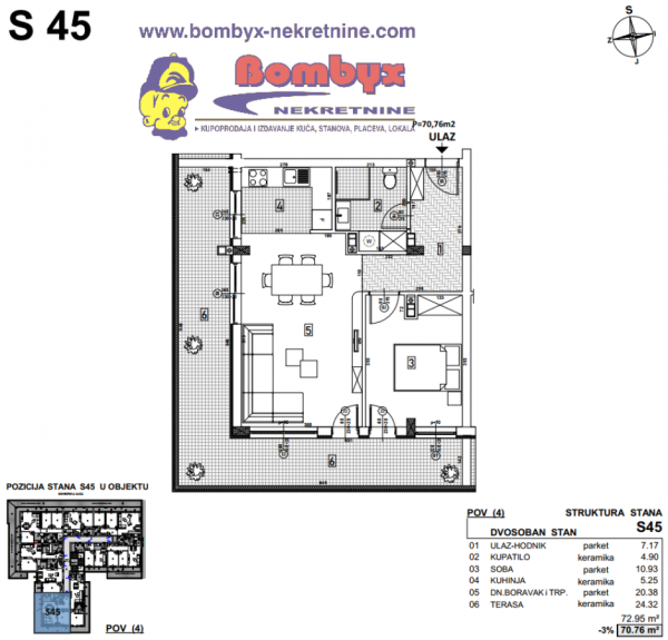 Glavna slika -Dvosoban stan na prodaju, 71m2, 145.550€