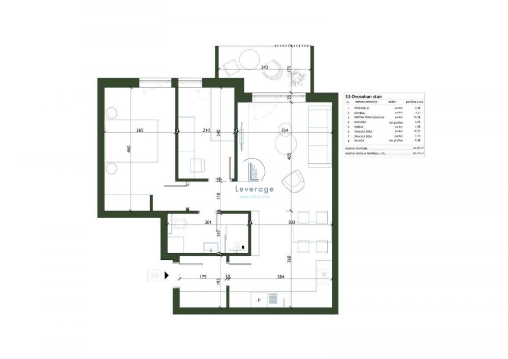 Slika 2 - Dvoiposoban stan na prodaju, 60m2, 93.000€