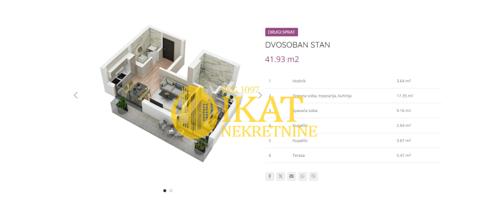 Slika 2 - Rade Končara, Dvosoban stan na prodaju, 42m2, 150.948€
