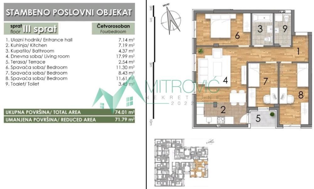 Glavna slika -Troiposoban stan na prodaju, 72m2, 174.900€