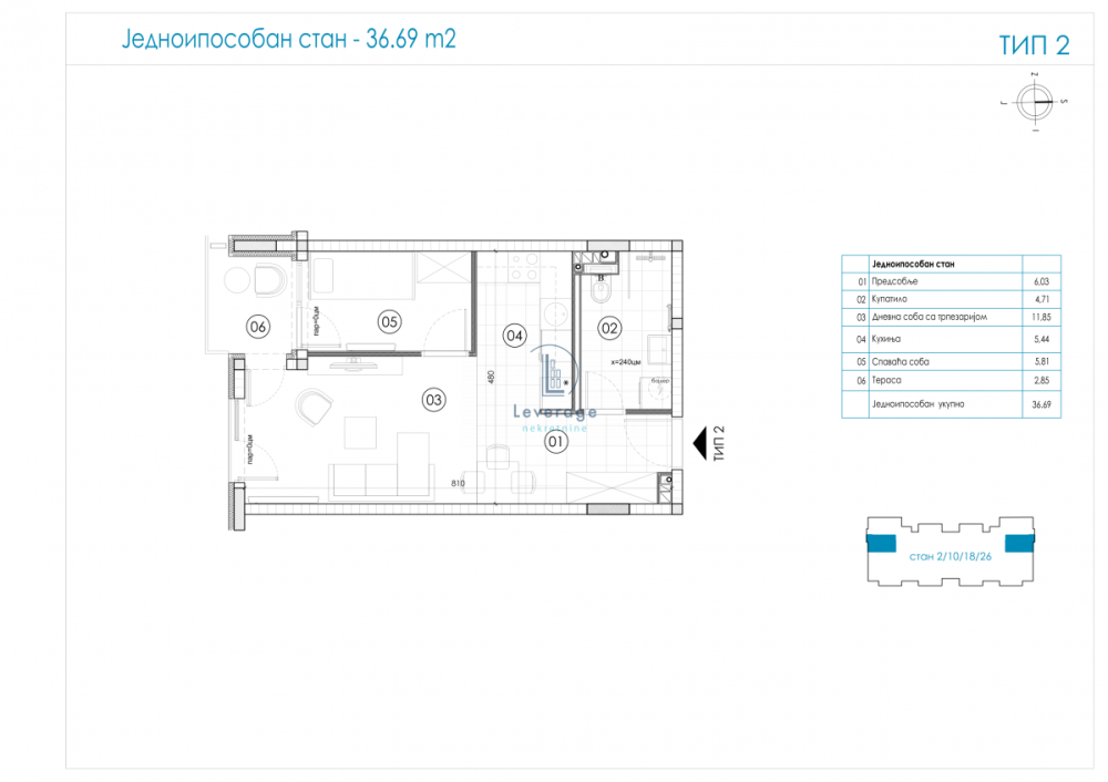 Glavna slika -Jednoiposoban stan na prodaju, 37m2, 99.063€