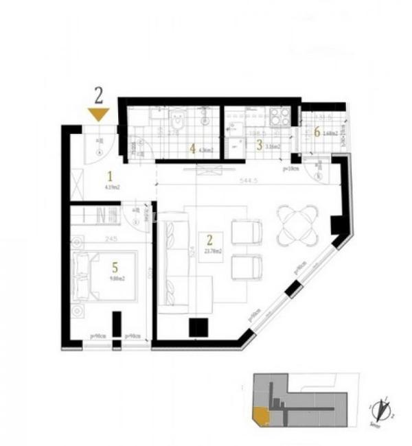 Glavna slika -Dvosoban stan na prodaju, 46m2, 108.980€