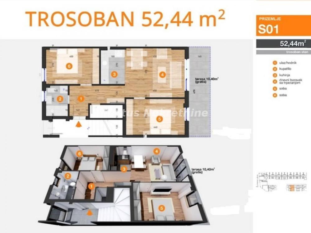 Glavna slika -Trosoban stan na prodaju, 52m2, 139.260€
