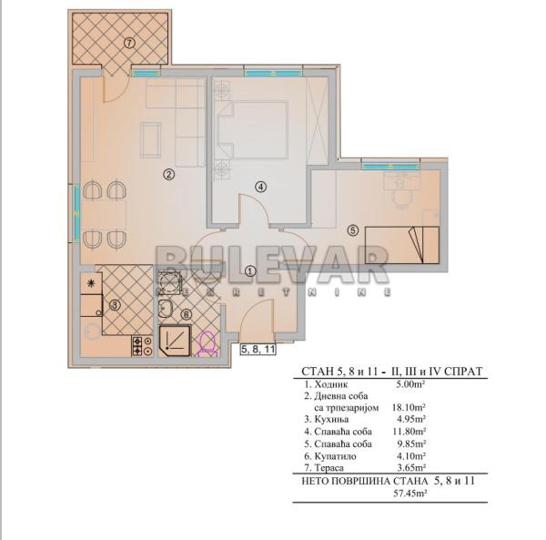 Slika 3 - Krfska, Dvoiposoban stan na prodaju, 57m2, 106.283€