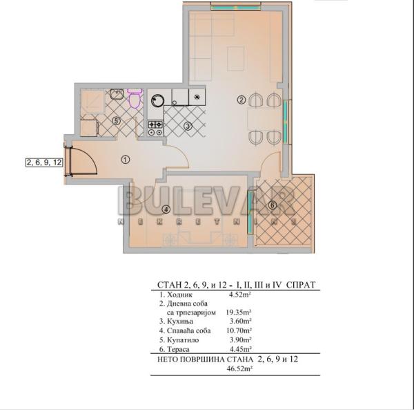 Slika 3 - Krfska, Jednoiposoban stan na prodaju, 46m2, 82.806€