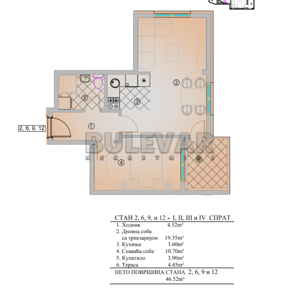 Slika 3 - Krfska, Jednoiposoban stan na prodaju, 46m2, 82.806€