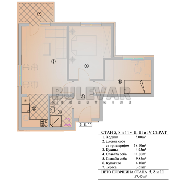 Slika 3 - Krfska, Dvoiposoban stan na prodaju, 57m2, 102.261€