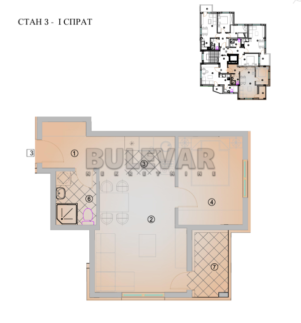 Slika 3 - Krfska, Jednoiposoban stan na prodaju, 44m2, 78.855€