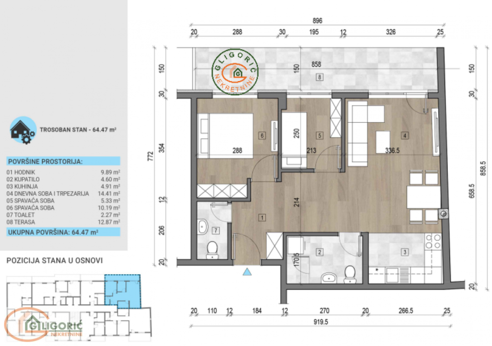 Glavna slika -Dvoiposoban stan na prodaju, 64m2, 176.200€