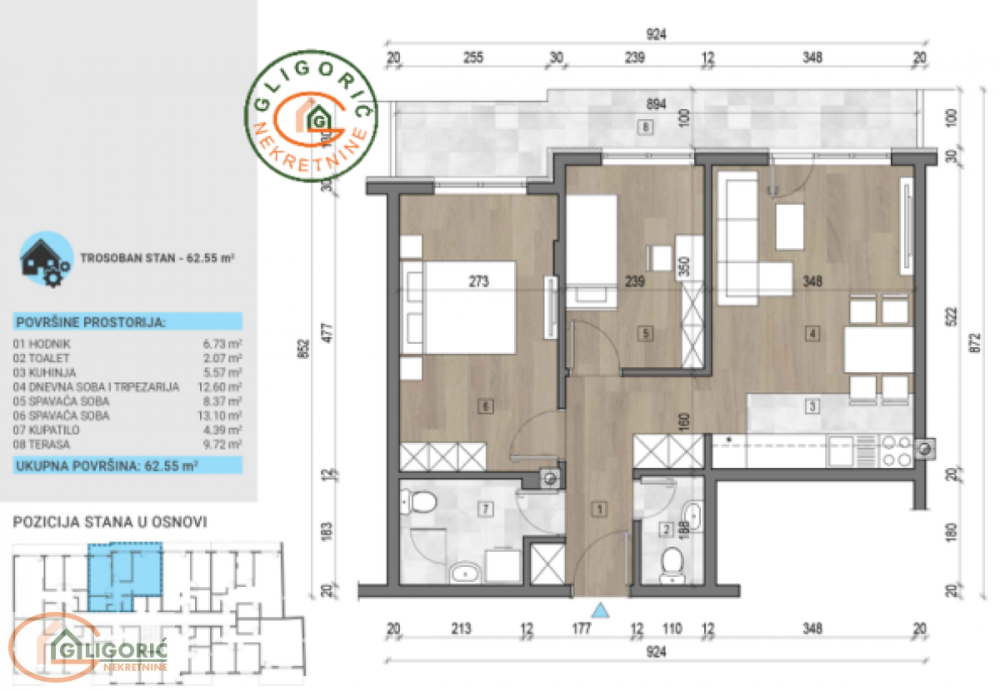 Glavna slika -Trosoban stan na prodaju, 63m2, 175.450€
