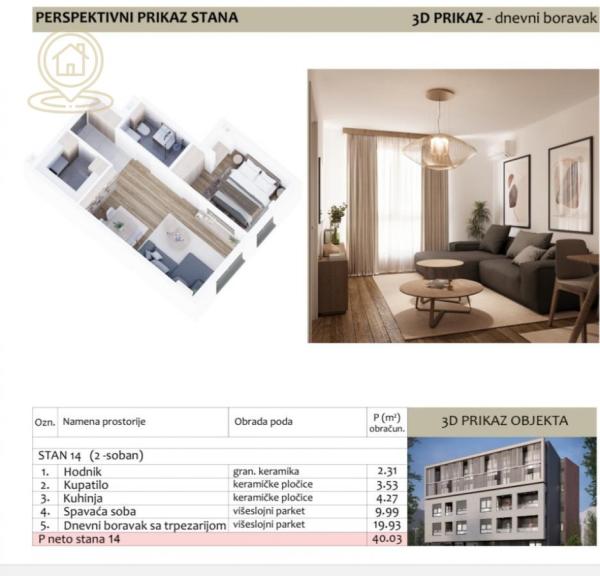 Slika 1 - Dvosoban stan na prodaju, 40m2, 80.000€