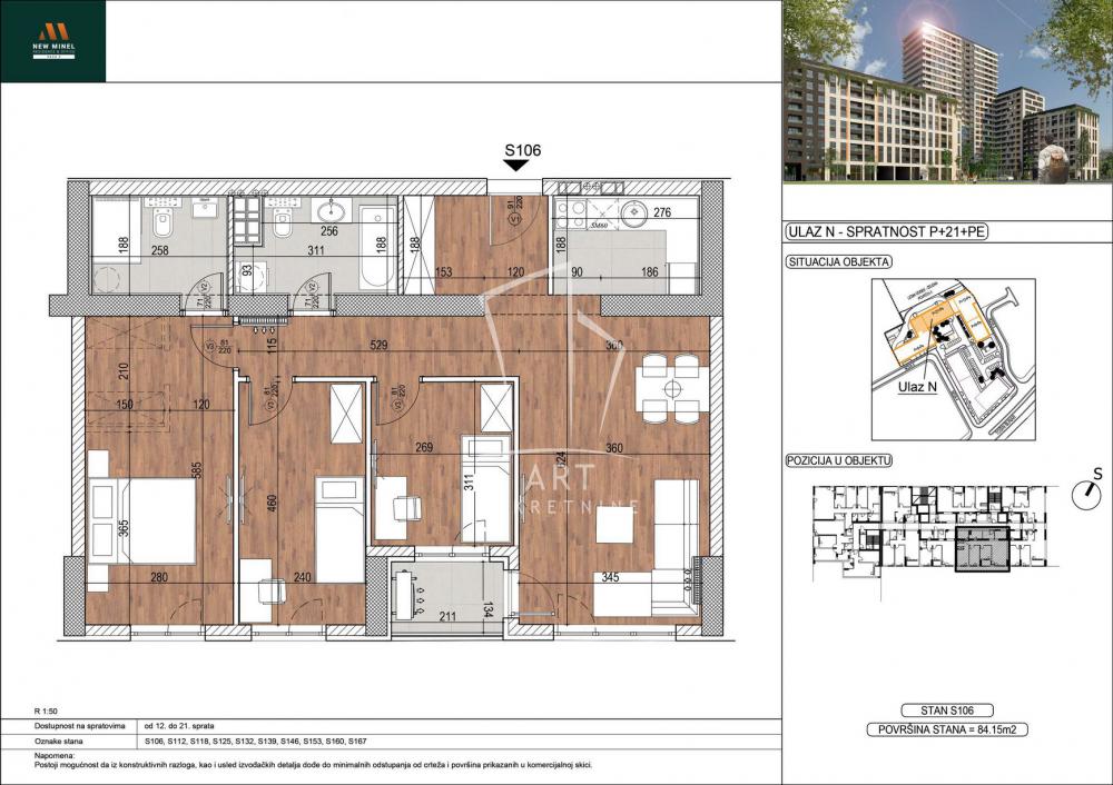 Slika 1 - Tošin bunar, Četvorosoban stan na prodaju, 84m2, 336.937€