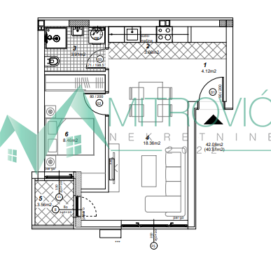 Glavna slika -Dvosoban stan na prodaju, 41m2, 113.520€