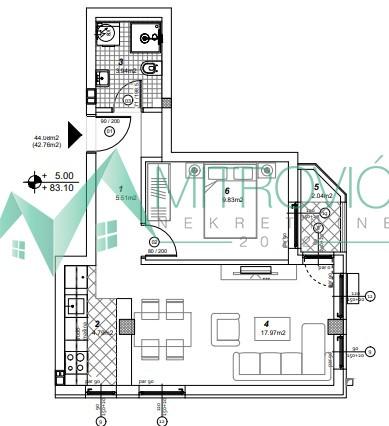 Glavna slika -Dvosoban stan na prodaju, 43m2, 114.511€