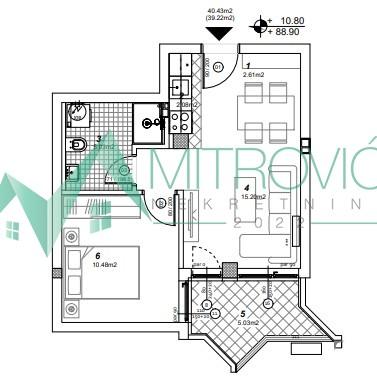 Glavna slika -Dvosoban stan na prodaju, 39m2, 103.010€