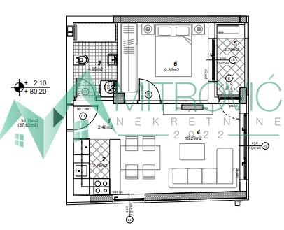Glavna slika -Dvosoban stan na prodaju, 38m2, 106.590€