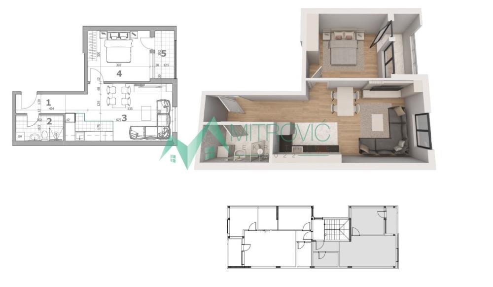Glavna slika -Jednoiposoban stan na prodaju, 44m2, 92.960€