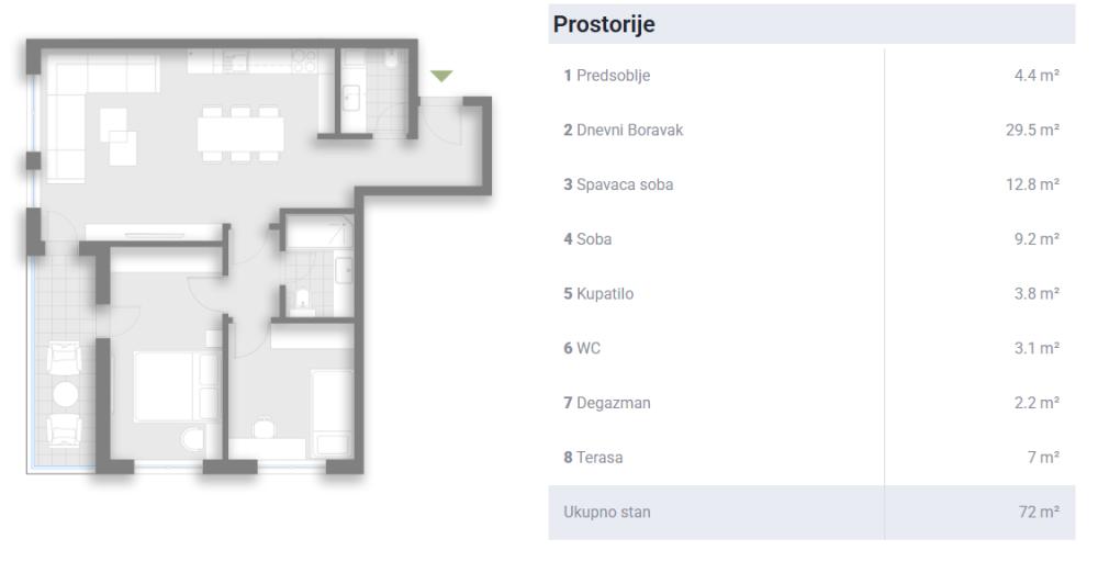 Slika 3 - Trosoban stan na prodaju, 72m2, 150.480€