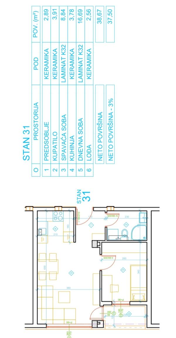 Slika 4 - Jednoiposoban stan na prodaju, 38m2, 61.900€