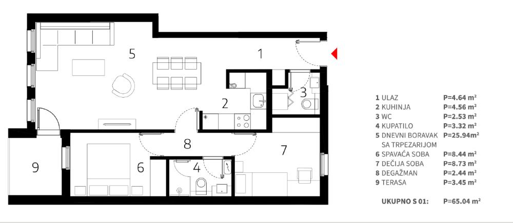 Slika 2 - Dvoiposoban stan na prodaju, 65m2, 110.570€