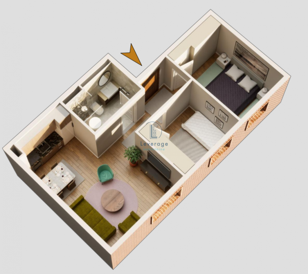 Slika 1 - Dvoiposoban stan na prodaju, 45m2, 140.850€