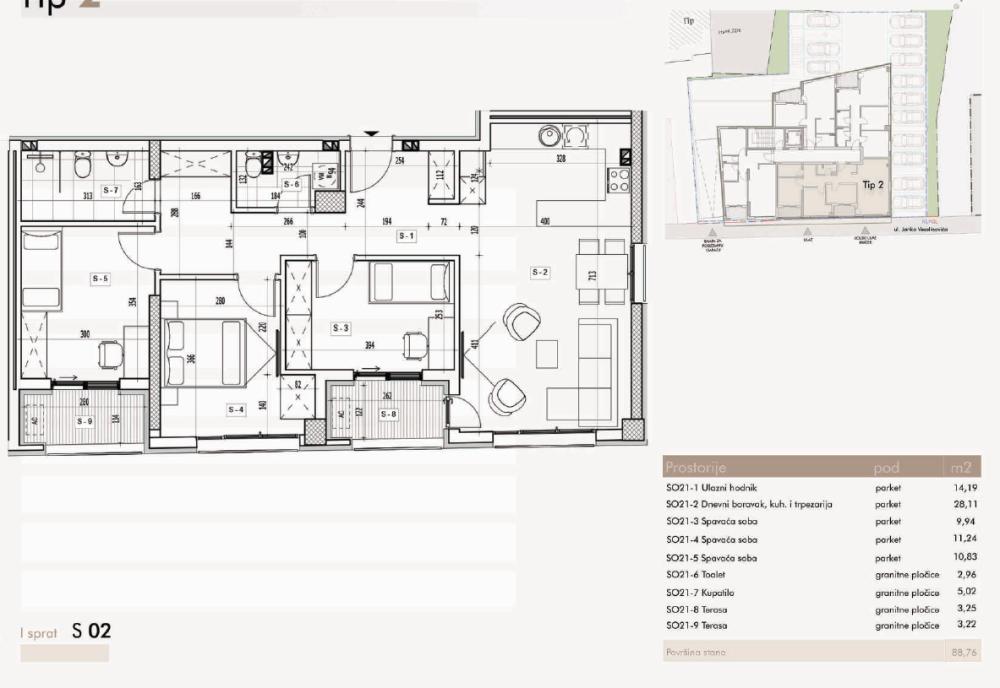 Slika 6 - Troiposoban stan na prodaju, 89m2, 209.500€