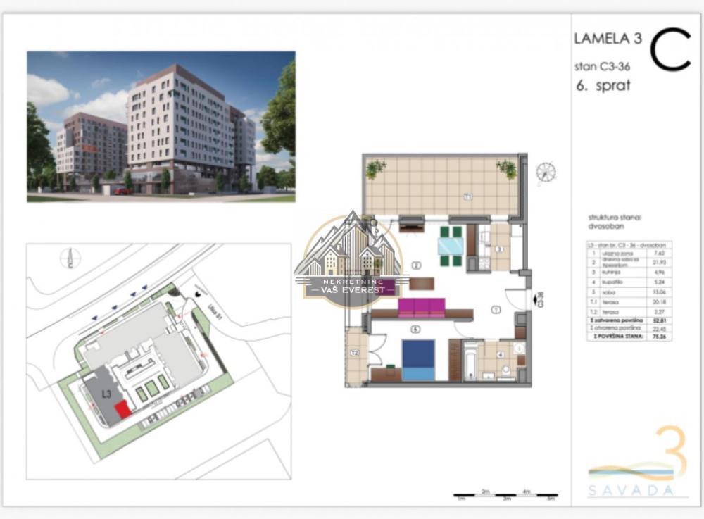 Glavna slika -Tošin Bunar, Dvosoban stan na prodaju, 75m2, 263.410€