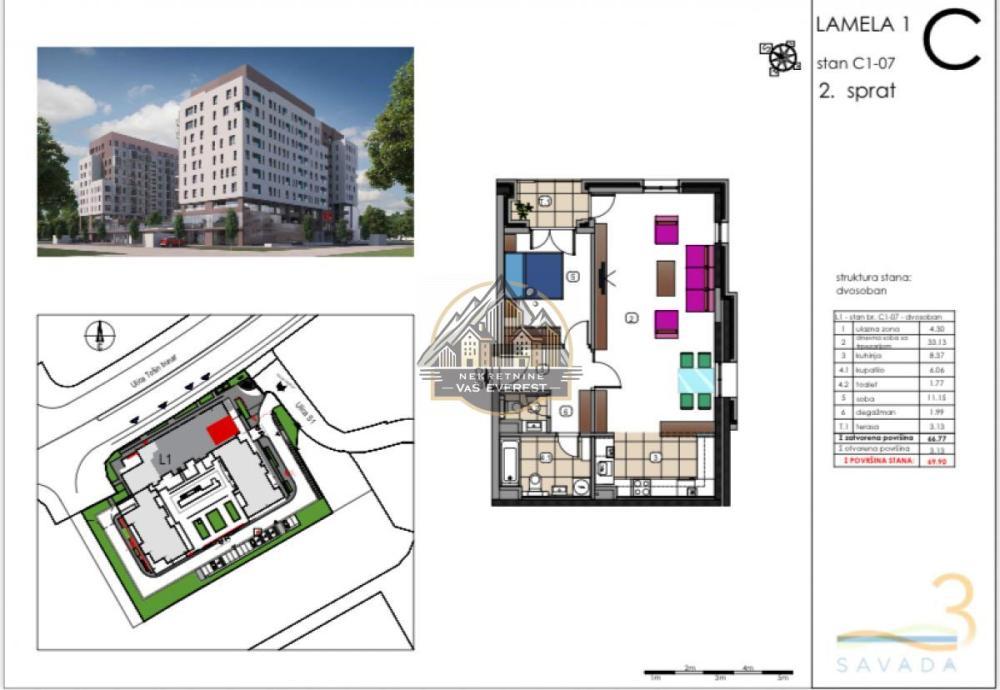 Glavna slika -Dvosoban stan na prodaju, 69m2, 279.600€